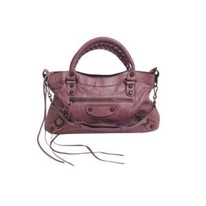 BALENCIAGA The First Handbag Shoulder Bag Purple Leather